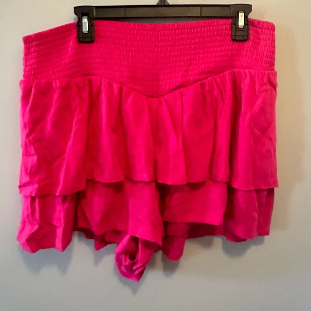 Pink faux skirt shorts